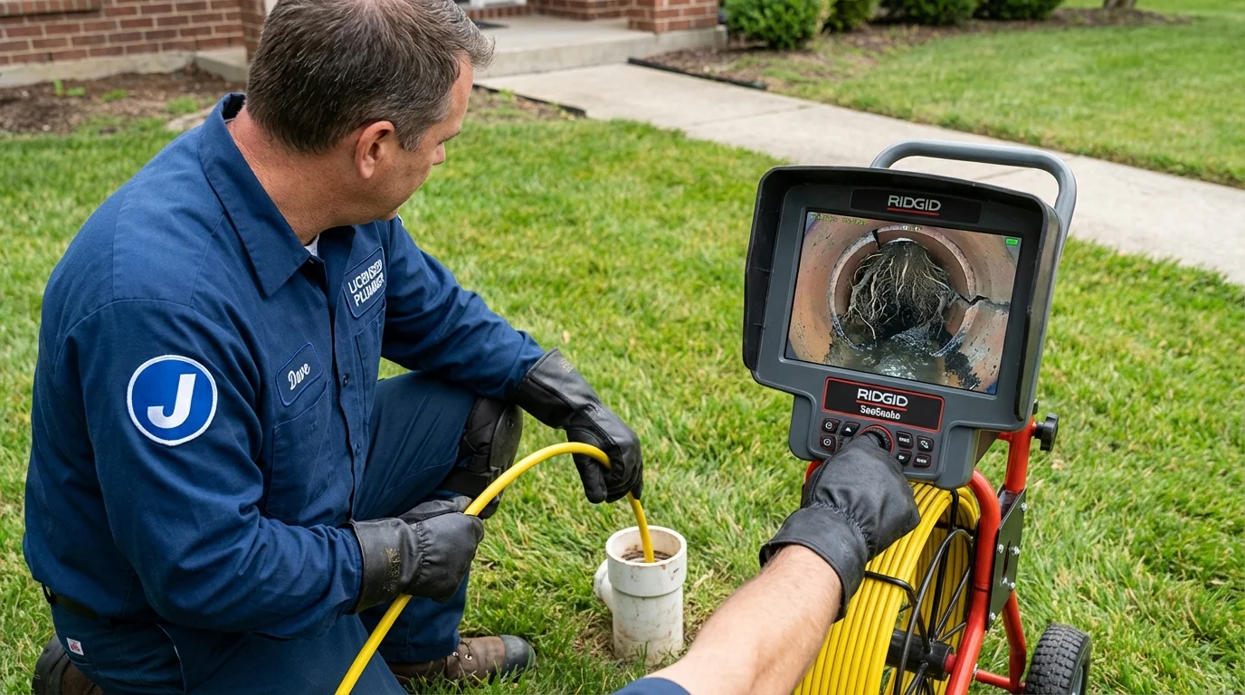 Sewer camera inspection being performed by Johns Plumbing LLC in Jackson Center
